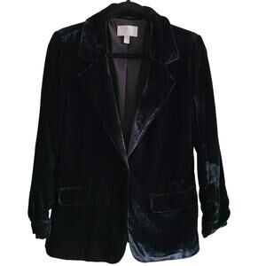 Chelsea28 Deep Teal Velvet Single-Breasted Button Front Blazer HL424472MI  Small